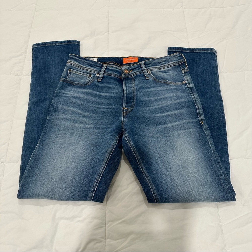 Jack & Jones Comfort Mike Men’s Jeans 30x32 Medium Wash Straight Fit Button Fly